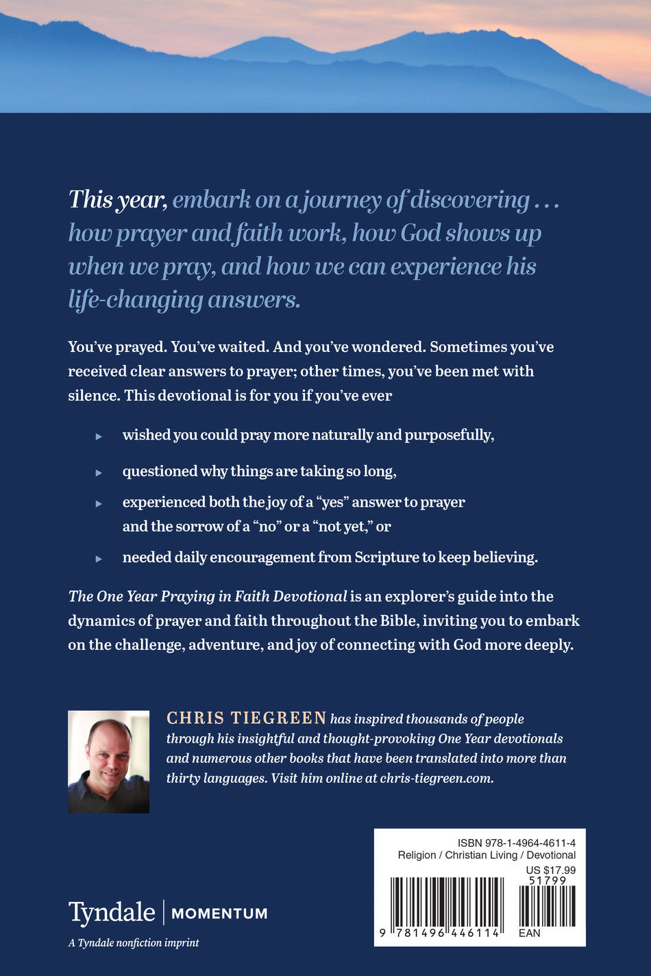 The One Year Praying in Faith Devotional by Tyndale, product view 2