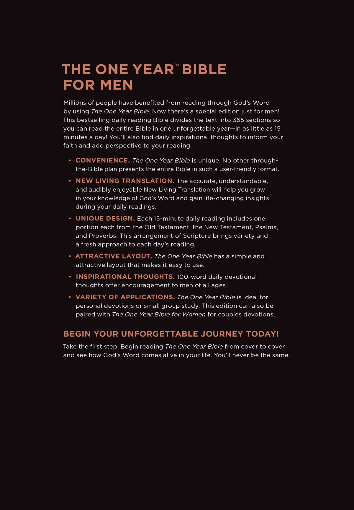 NLT The One Year Bible for Men by Tyndale, product view 4