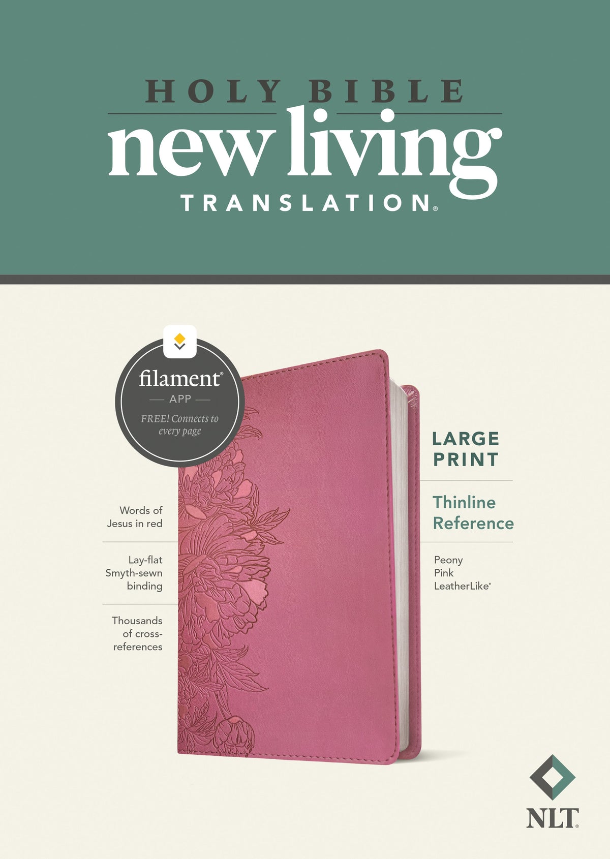 NLT Large Print Thinline Reference Zipper Bible, Filament Enabled by Tyndale