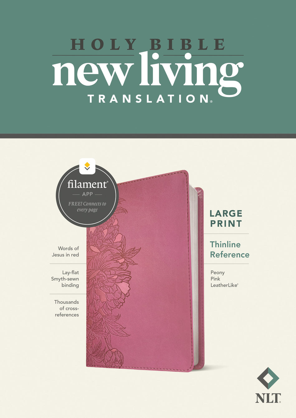 NLT Large Print Thinline Reference Zipper Bible, Filament Enabled by Tyndale