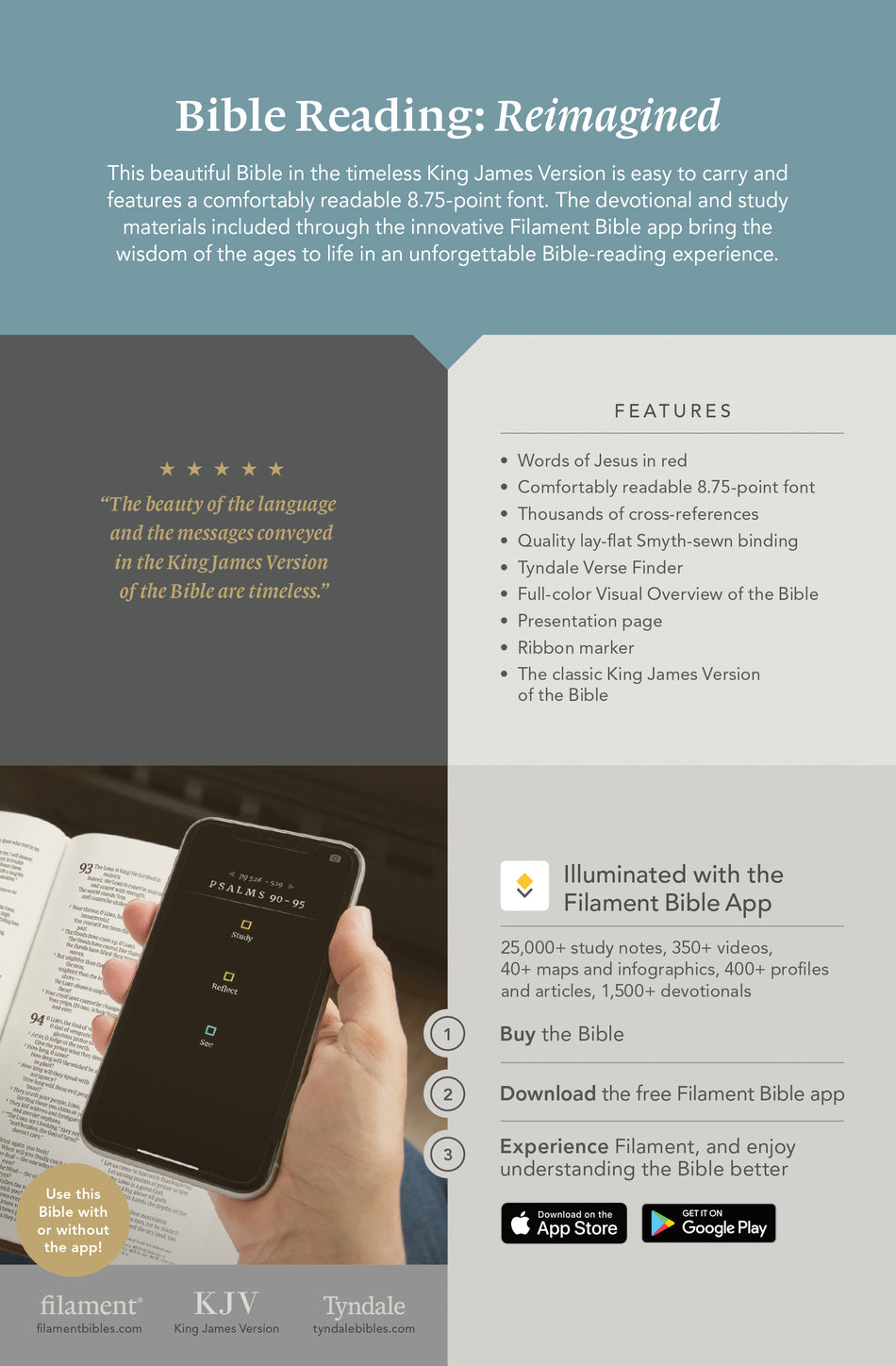 KJV Thinline Reference Bible, Filament Enabled by Tyndale, product view 2