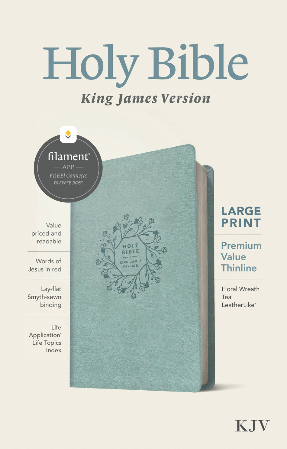 KJV Large Print Premium Value Thinline Bible, Filament Enabled by Tyndale