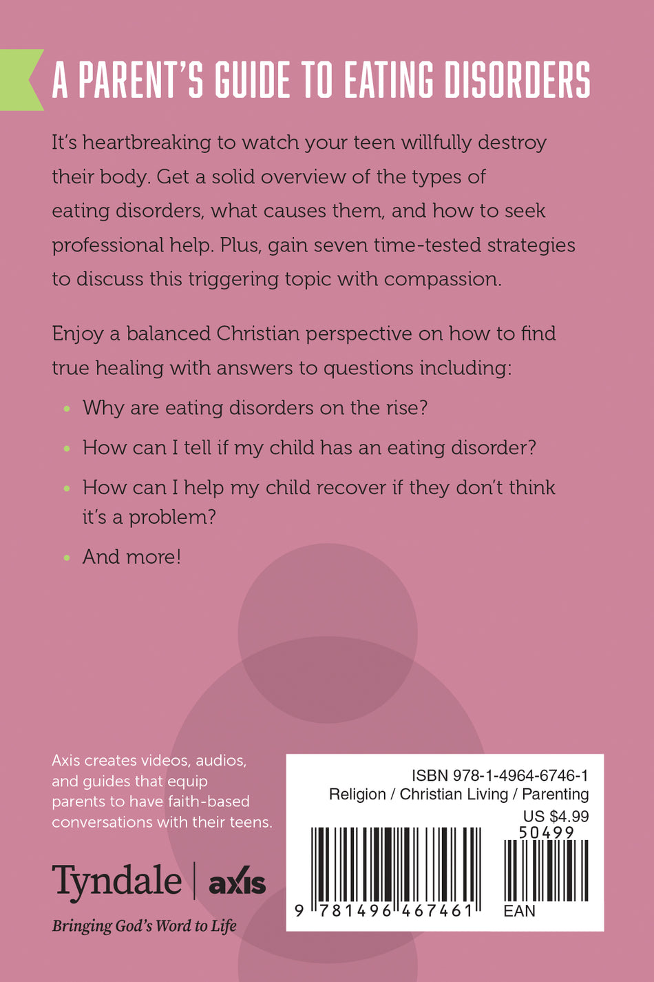 A Parent’s Guide to Eating Disorders (Axis) by Tyndale, product view 2