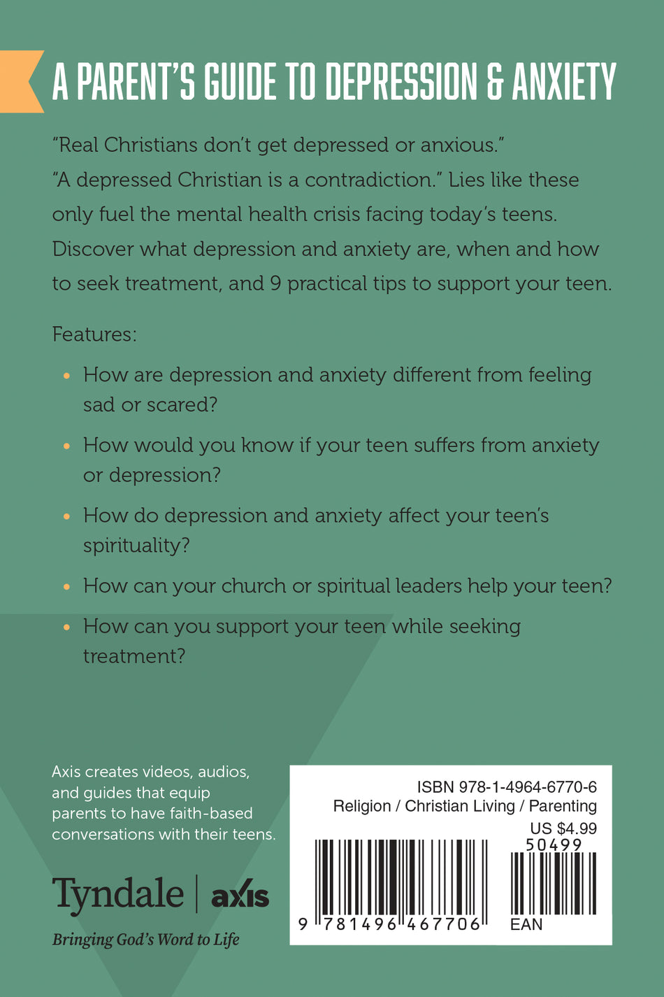A Parent’s Guide to Depression & Anxiety (Axis) by Tyndale, product view 2