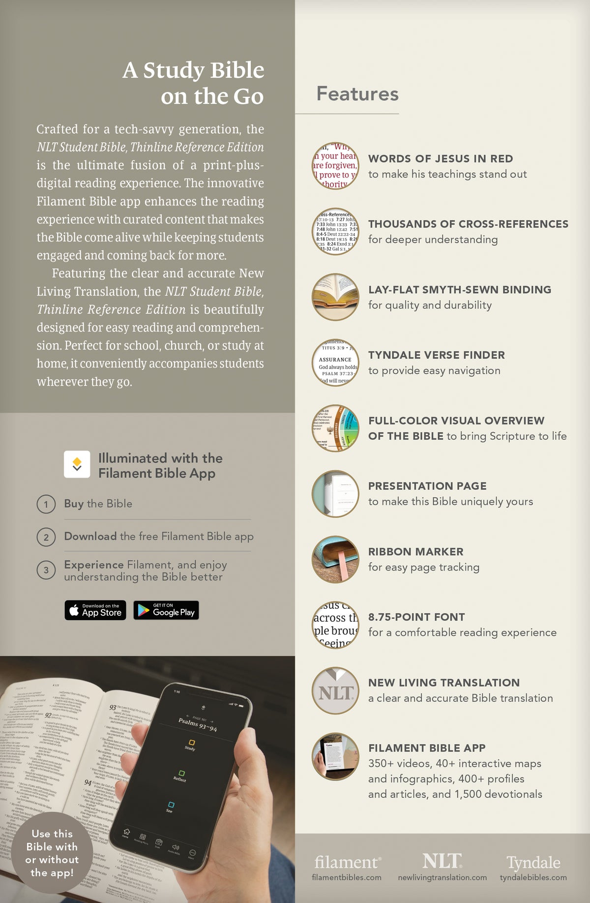 NLT Student Bible, Thinline Reference, Filament Enabled by Tyndale, product view 3