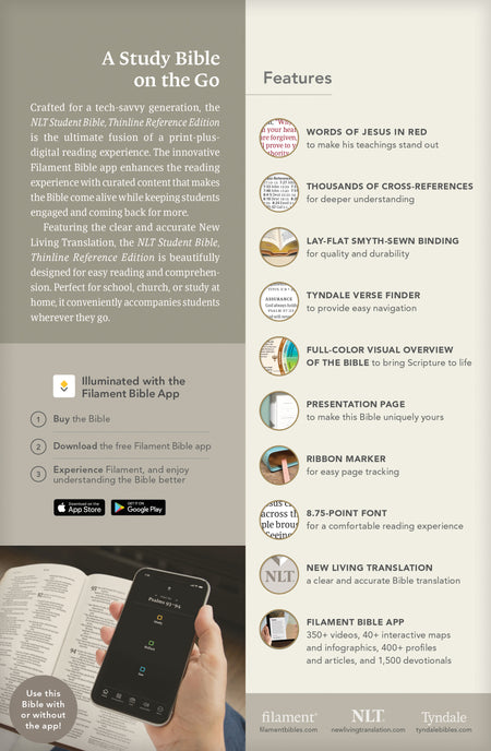 NLT Student Bible, Thinline Reference, Filament Enabled by Tyndale, product view 3