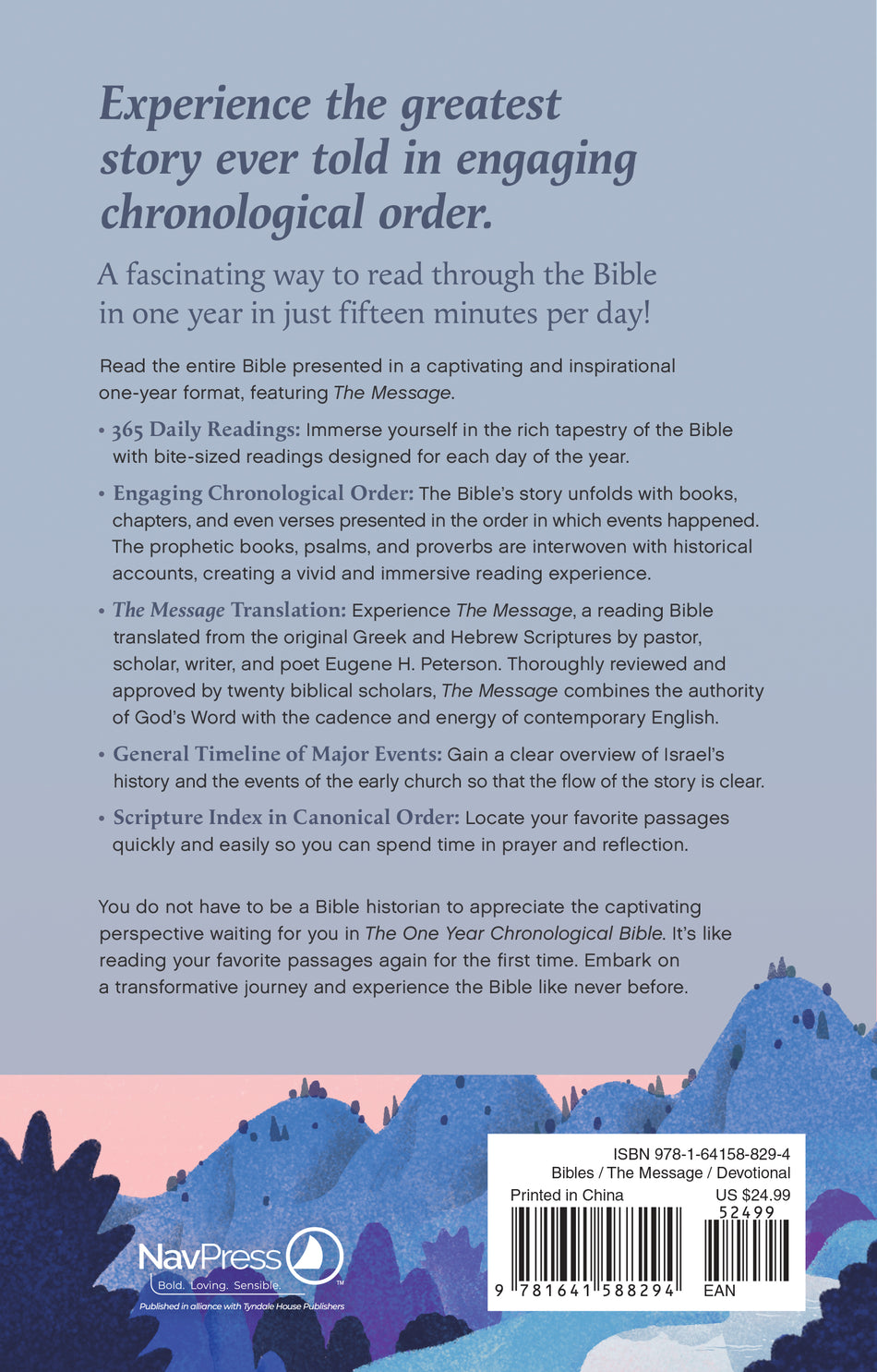 The One Year Chronological Bible The Message by Tyndale, product view 2