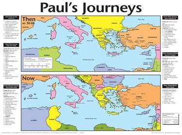 Paul’s Journeys Then and Now Wall Map