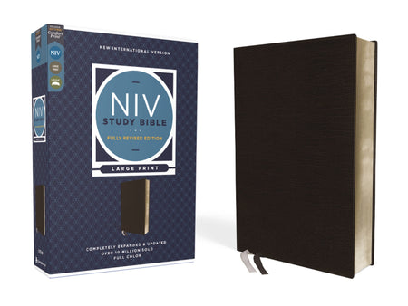 NIV Study Bible, Fully Revised Edition, Large Print, Red Letter, Comfort Print – Bonded Leather Large Print, Black