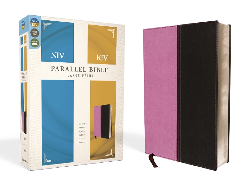 NIV, KJV, Side-by-Side Bible: God's Unchanging Word Across the Centuries – Leathersoft™ Large Print, Orchid/Chocolate