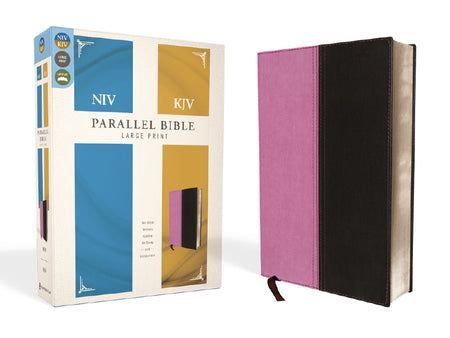 NIV, KJV, Side-by-Side Bible: God's Unchanging Word Across the Centuries – Leathersoft™ Large Print, Orchid/Chocolate
