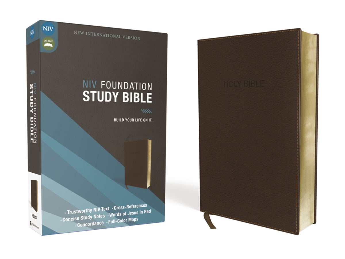 NIV, Foundation Study Bible, Red Letter Edition – Leathersoft™, Earth Brown Matte by HarperCollins