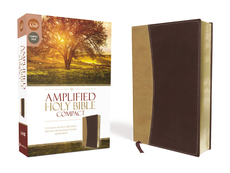 Amplified Holy Bible, Compact: Captures the Full Meaning Behind the Original Greek and Hebrew – Leathersoft™, Camel/Burgundy