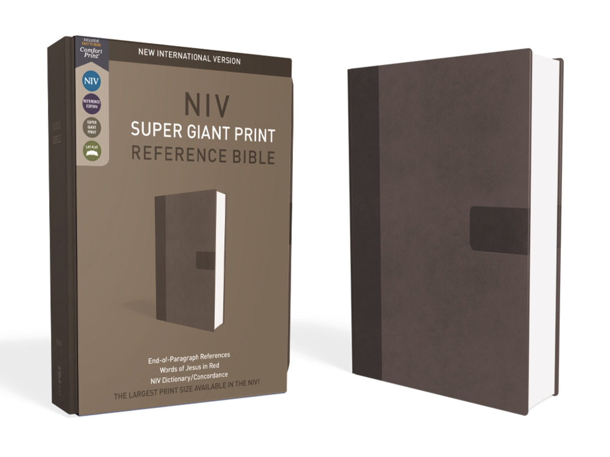 NIV, Super Giant Print Reference Bible, Red Letter Edition, Comfort Print – Leathersoft™, Charcoal by HarperCollins