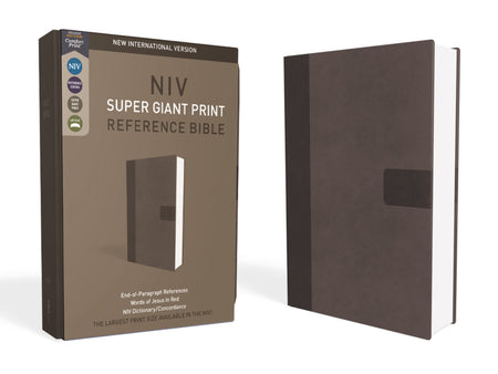 NIV, Super Giant Print Reference Bible, Red Letter Edition, Comfort Print – Leathersoft™, Charcoal by HarperCollins