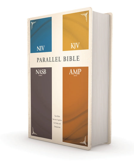NIV, KJV, NASB, Amplified, Parallel Bible: Four Bible Versions Together for Study and Comparison – Hardcover by HarperCollins