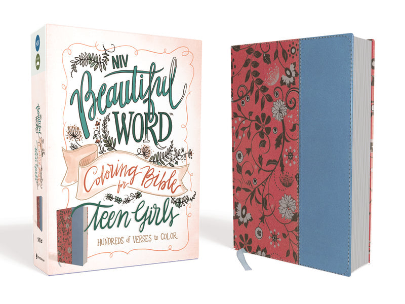 NIV, Beautiful Word Coloring Bible for Teen Girls: Hundreds of Verses to Color – Leathersoft™, Cranberry/Blue