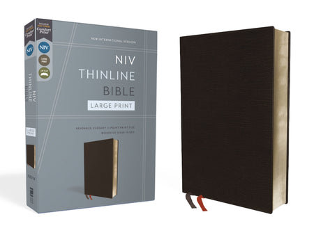 NIV, Thinline Bible, Large Print, Red Letter, Comfort Print – Bonded Leather Large Print, Black by HarperCollins
