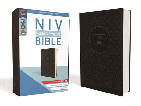 NIV, Thinline Bible, Large Print, Comfort Print – Leathersoft™ Large Print, Charcoal/Black by HarperCollins
