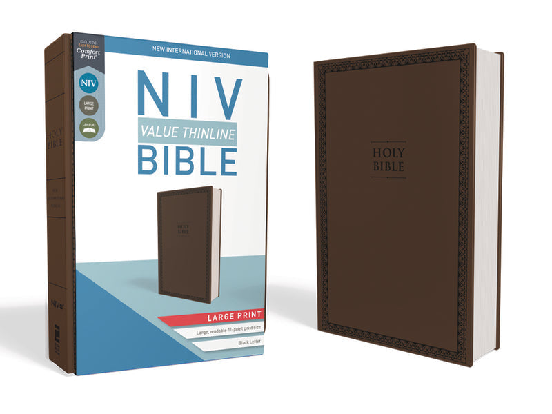 NIV, Thinline Bible, Large Print, Comfort Print – Leathersoft™ Large Print, Chocolate by HarperCollins