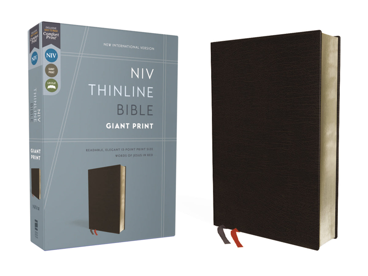 NIV, Thinline Bible, Giant Print, Red Letter, Comfort Print – Bonded Leather, Black by HarperCollins