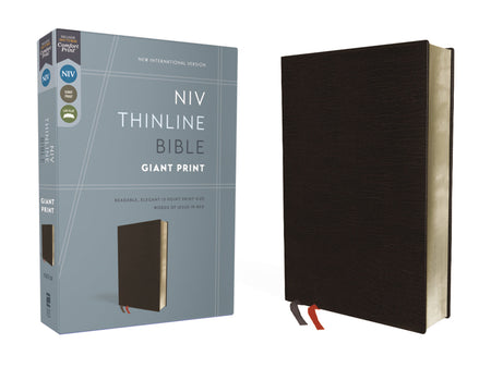 NIV, Thinline Bible, Giant Print, Red Letter, Comfort Print – Bonded Leather, Black by HarperCollins