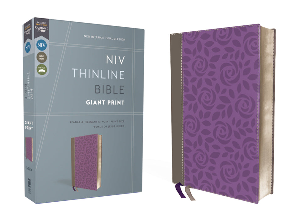 NIV, Thinline Bible, Giant Print, Red Letter, Comfort Print – Leathersoft™, Gray/Purple by HarperCollins