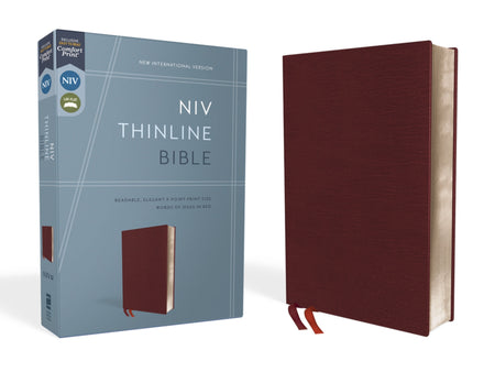 NIV, Thinline Bible, Red Letter, Comfort Print – Bonded Leather, Burgundy by HarperCollins