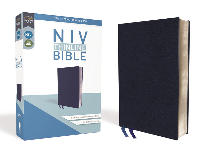 NIV, Thinline Bible, Red Letter, Comfort Print – Bonded Leather, Navy by HarperCollins