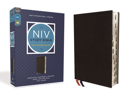NIV Study Bible, Fully Revised Edition, Red Letter, Comfort Print – Bonded Leather, Black, Thumb Indexed by HarperCollins