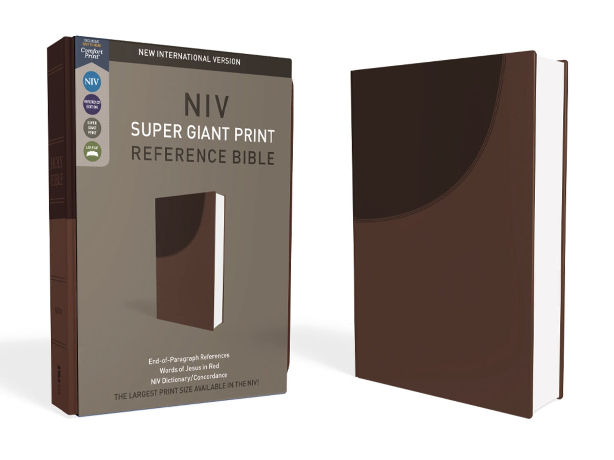 NIV, Super Giant Print Reference Bible, Red Letter Edition, Comfort Print – Leathersoft™, Chocolate by HarperCollins