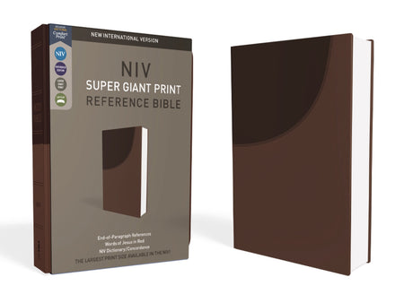NIV, Super Giant Print Reference Bible, Red Letter Edition, Comfort Print – Leathersoft™, Chocolate by HarperCollins