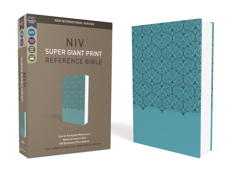 NIV, Super Giant Print Reference Bible, Red Letter Edition, Comfort Print – Leathersoft™, Turquoise by HarperCollins