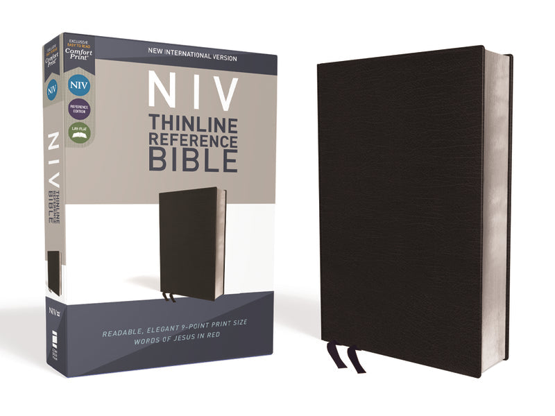 NIV, Thinline Reference Bible, Red Letter Edition, Comfort Print – Bonded Leather, Black by HarperCollins