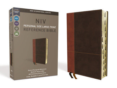 NIV, Personal Size Reference Bible, Large Print, Red Letter Edition, Comfort Print – Leathersoft™ Large Print, Tan/Dark