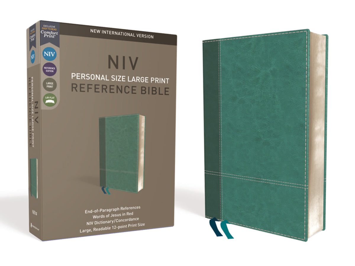 NIV, Personal Size Reference Bible, Large Print, Red Letter Edition, Comfort Print – Leathersoft™ Large Print, Turquoise