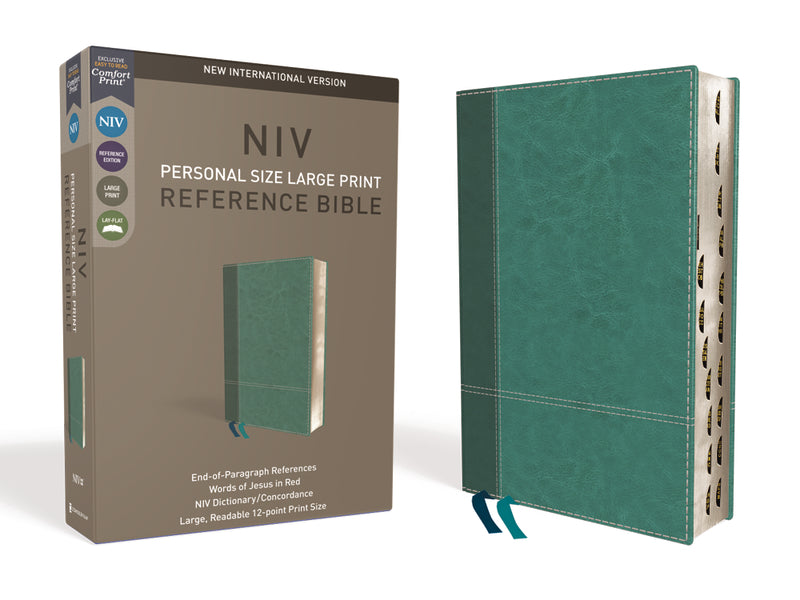 NIV, Personal Size Reference Bible, Large Print, Red Letter Edition, Comfort Print – Leathersoft™ Large Print, Turquoise