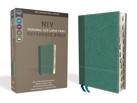 NIV, Personal Size Reference Bible, Large Print, Red Letter Edition, Comfort Print – Leathersoft™ Large Print, Turquoise