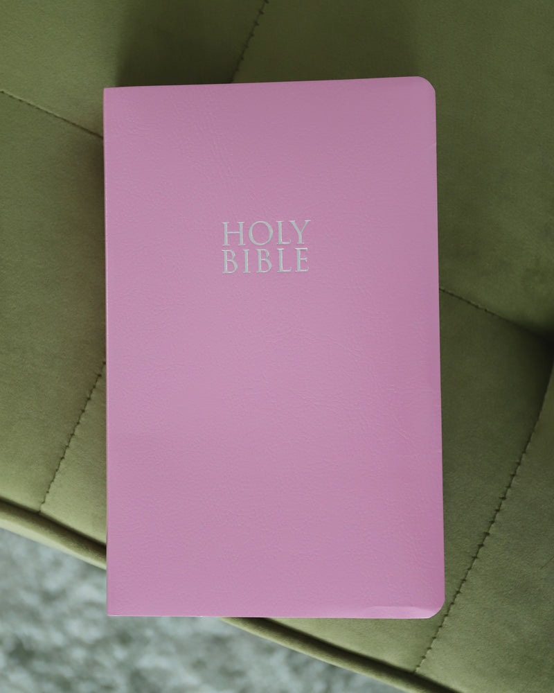 NIV, Gift and Award Bible, Leather-Look, Pink, Red Letter, Comfort Print by HarperCollins, product view 2