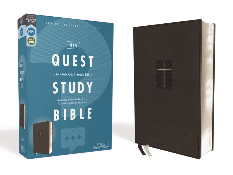NIV, Quest Study Bible, Comfort Print: The Only Q and A Study Bible – Leathersoft™, Black by HarperCollins