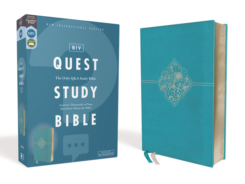 NIV, Quest Study Bible, Comfort Print: The Only Q and A Study Bible – Leathersoft™, Turquoise by HarperCollins