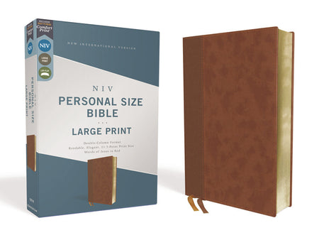 NIV, Personal Size Bible, Large Print, Red Letter Edition, Comfort Print – Leathersoft™ Large Print, Brown by HarperCollins