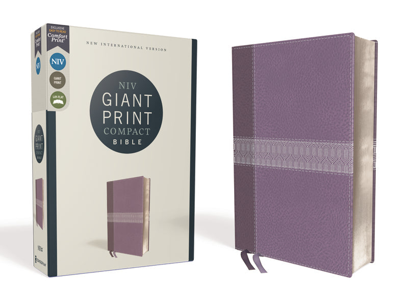 NIV, Giant Print Compact Bible, Red Letter Edition, Comfort Print – Leathersoft™, Purple by HarperCollins