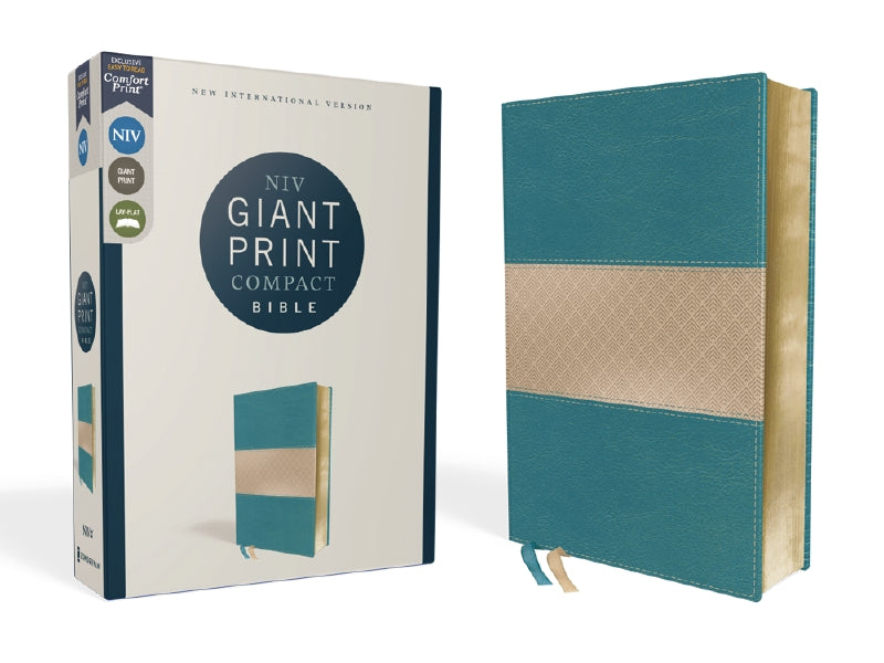 NIV, Giant Print Compact Bible, Red Letter Edition, Comfort Print – Leathersoft™, Teal by HarperCollins
