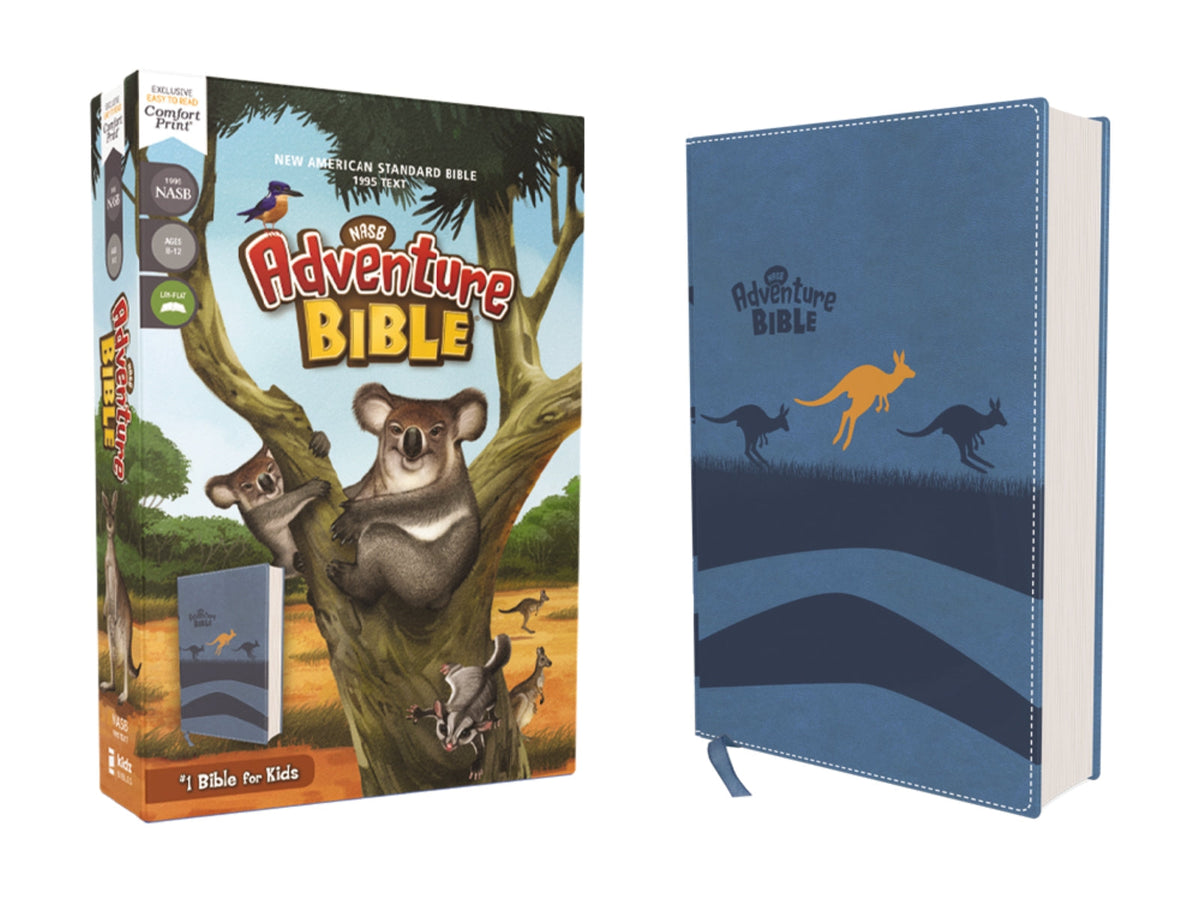NASB, Adventure Bible, Full Color Interior, Red Letter, 1995 Text, Comfort Print – Leathersoft™, Blue by HarperCollins
