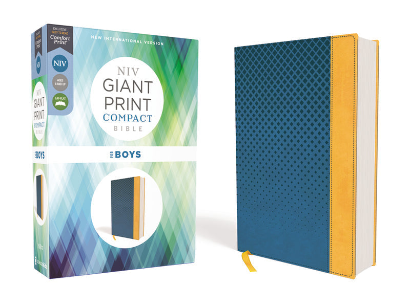 NIV, Giant Print Compact Bible, Red Letter Edition, Comfort Print – Leathersoft™, Blue by HarperCollins