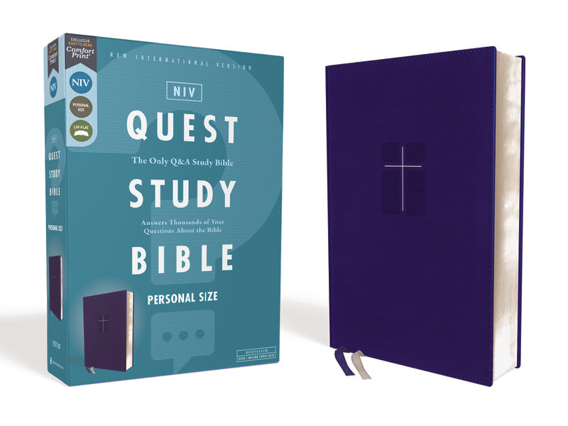 NIV, Quest Study Bible, Personal Size, Comfort Print: The Only Q and A Study Bible – Leathersoft™, Blue by HarperCollins