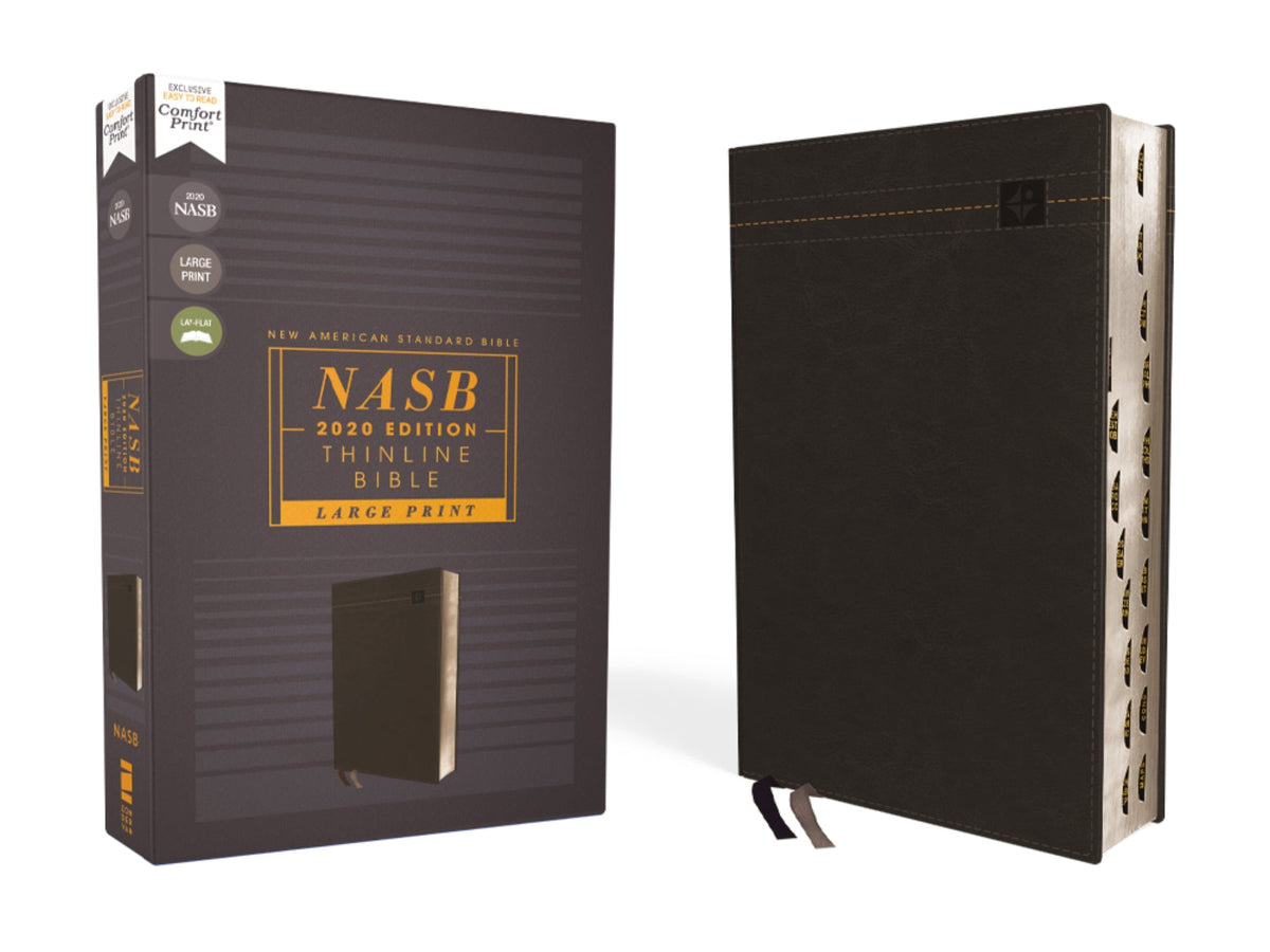 NASB, Thinline Bible, Large Print, Red Letter Edition, 2020 Text, Comfort Print – Leathersoft™ Large Print, Black, Thumb