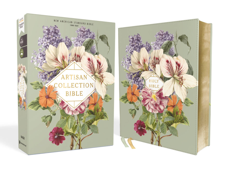 NASB, Artisan Collection Bible, Red Letter Edition, 1995 Text, Comfort Print – Leathersoft™, Sage Floral by HarperCollins