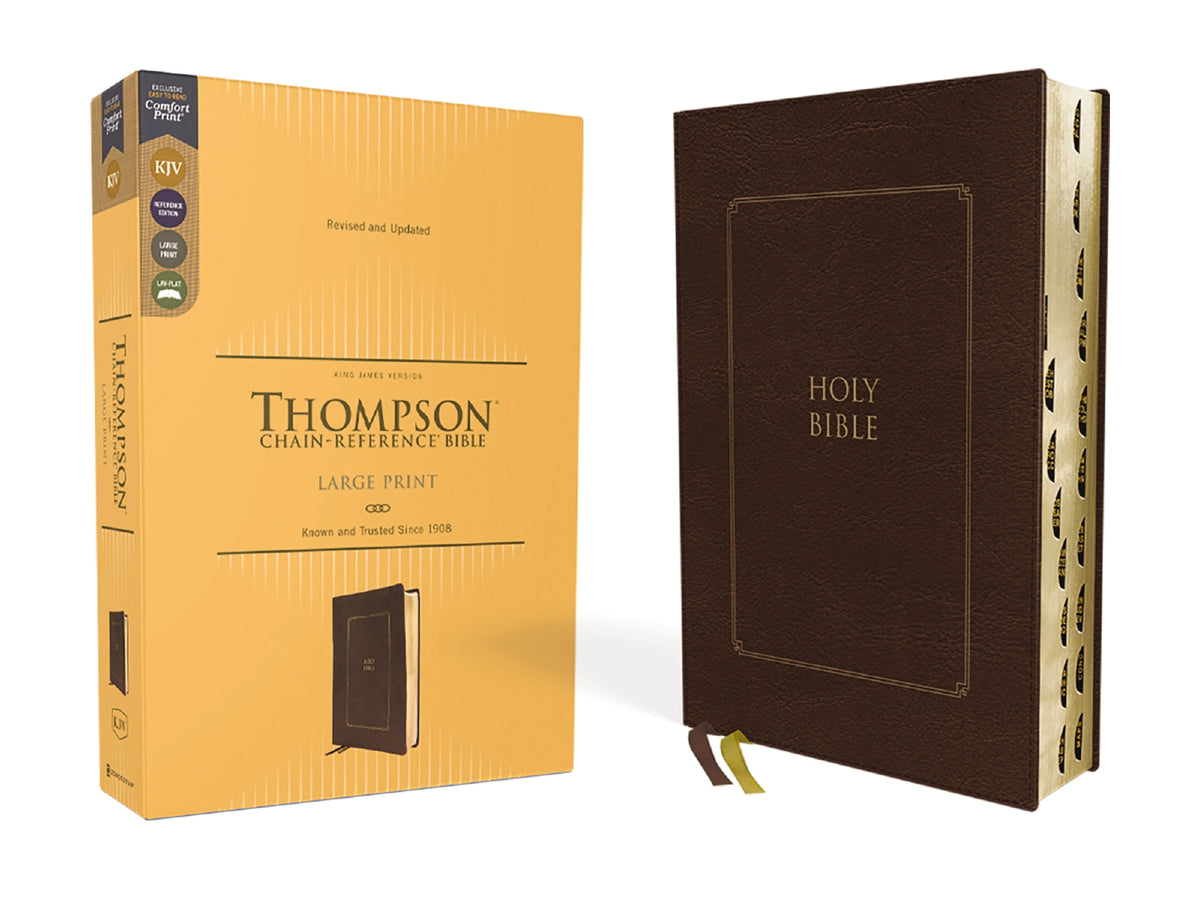 KJV, Thompson Chain-Reference Bible, Large Print, Red Letter, Comfort Print – Leathersoft™, Brown, Thumb Indexed